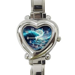 Tsunami Waves Ocean Sea Nautical Nature Water 4 Heart Italian Charm Watch