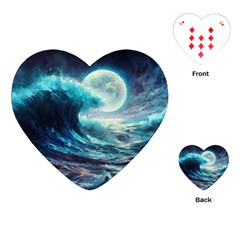 Tsunami Waves Ocean Sea Nautical Nature Water 4 Playing Cards Single Design (heart)