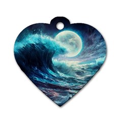 Tsunami Waves Ocean Sea Nautical Nature Water 4 Dog Tag Heart (one Side) by Jancukart