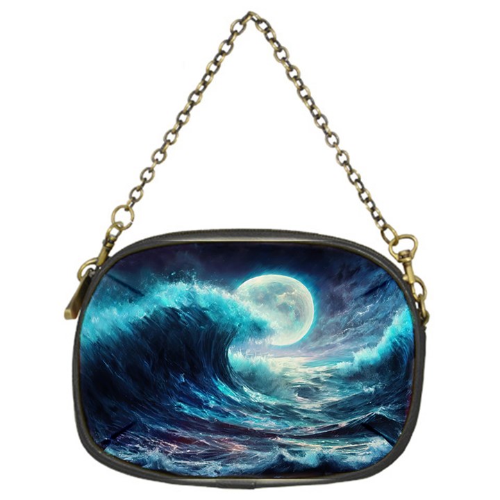 Tsunami Waves Ocean Sea Nautical Nature Water 4 Chain Purse (One Side)