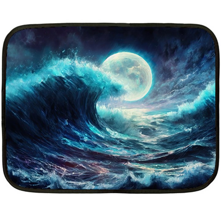 Tsunami Waves Ocean Sea Nautical Nature Water 4 Fleece Blanket (Mini)