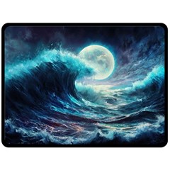 Tsunami Waves Ocean Sea Nautical Nature Water 4 Fleece Blanket (large) by Jancukart