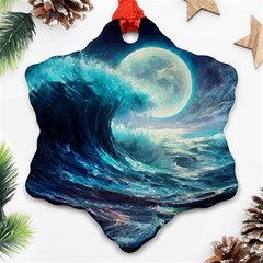 Tsunami Waves Ocean Sea Nautical Nature Water 4 Ornament (snowflake)