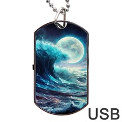 Tsunami Waves Ocean Sea Nautical Nature Water 4 Dog Tag Usb Flash (two Sides) by Jancukart