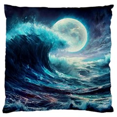 Tsunami Waves Ocean Sea Nautical Nature Water 4 Large Cushion Case (one Side)