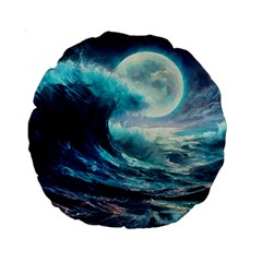 Tsunami Waves Ocean Sea Nautical Nature Water 4 Standard 15  Premium Round Cushions by Jancukart