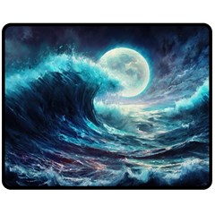 Tsunami Waves Ocean Sea Nautical Nature Water 4 Two Sides Fleece Blanket (medium) by Jancukart