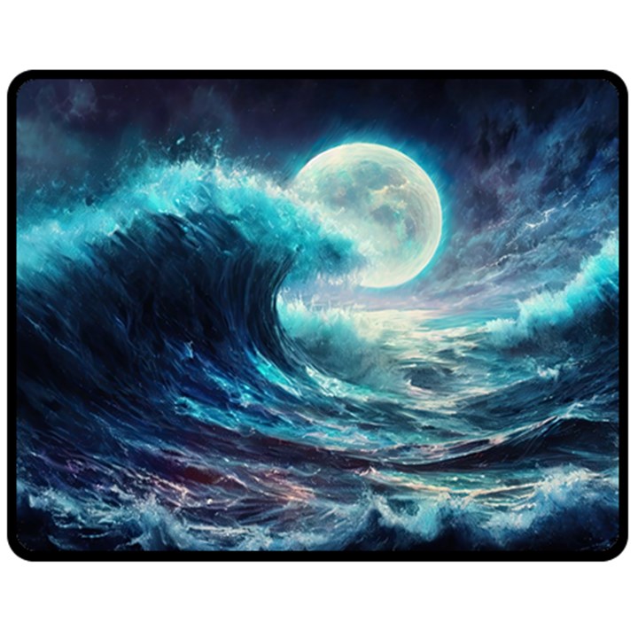 Tsunami Waves Ocean Sea Nautical Nature Water 4 Two Sides Fleece Blanket (Medium)