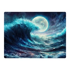 Tsunami Waves Ocean Sea Nautical Nature Water 4 Two Sides Premium Plush Fleece Blanket (mini) by Jancukart