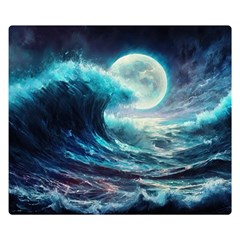 Tsunami Waves Ocean Sea Nautical Nature Water 4 Two Sides Premium Plush Fleece Blanket (small)