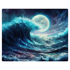 Tsunami Waves Ocean Sea Nautical Nature Water 4 Two Sides Premium Plush Fleece Blanket (medium)