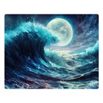 Tsunami Waves Ocean Sea Nautical Nature Water 4 Two Sides Premium Plush Fleece Blanket (Large) 80 x60  Blanket Front