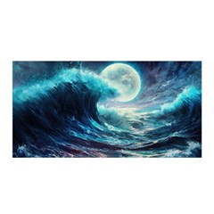 Tsunami Waves Ocean Sea Nautical Nature Water 4 Satin Wrap 35  X 70  by Jancukart