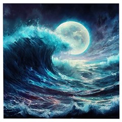 Tsunami Waves Ocean Sea Nautical Nature Water 4 Wooden Puzzle Square by Jancukart