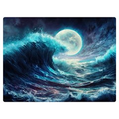 Tsunami Waves Ocean Sea Nautical Nature Water 4 Two Sides Premium Plush Fleece Blanket (extra Small) by Jancukart