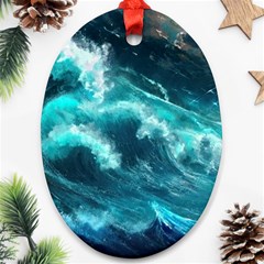 Thunderstorm Tsunami Tidal Wave Ocean Waves Sea Ornament (oval)