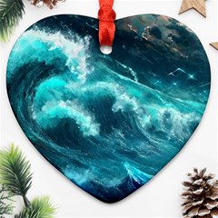 Thunderstorm Tsunami Tidal Wave Ocean Waves Sea Ornament (heart)