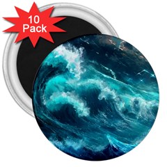 Thunderstorm Tsunami Tidal Wave Ocean Waves Sea 3  Magnets (10 Pack)  by Jancukart