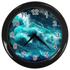 Thunderstorm Tsunami Tidal Wave Ocean Waves Sea Wall Clock (black)