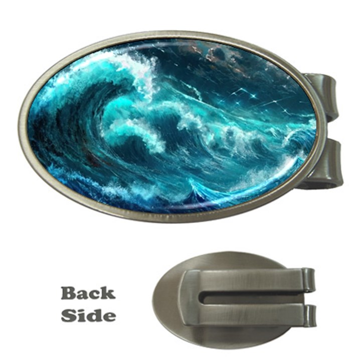 Thunderstorm Tsunami Tidal Wave Ocean Waves Sea Money Clips (Oval) 