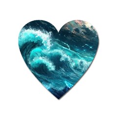 Thunderstorm Tsunami Tidal Wave Ocean Waves Sea Heart Magnet by Jancukart