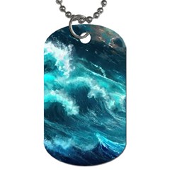 Thunderstorm Tsunami Tidal Wave Ocean Waves Sea Dog Tag (one Side) by Jancukart