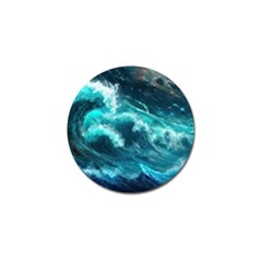 Thunderstorm Tsunami Tidal Wave Ocean Waves Sea Golf Ball Marker by Jancukart