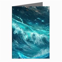 Thunderstorm Tsunami Tidal Wave Ocean Waves Sea Greeting Cards (pkg Of 8) by Jancukart