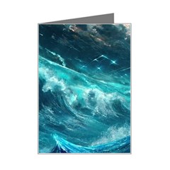 Thunderstorm Tsunami Tidal Wave Ocean Waves Sea Mini Greeting Card by Jancukart