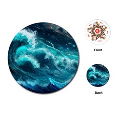 Thunderstorm Tsunami Tidal Wave Ocean Waves Sea Playing Cards Single Design (round)