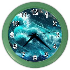 Thunderstorm Tsunami Tidal Wave Ocean Waves Sea Color Wall Clock