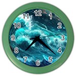 Thunderstorm Tsunami Tidal Wave Ocean Waves Sea Color Wall Clock Front