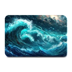 Thunderstorm Tsunami Tidal Wave Ocean Waves Sea Plate Mats by Jancukart