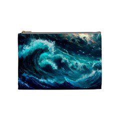 Thunderstorm Tsunami Tidal Wave Ocean Waves Sea Cosmetic Bag (medium) by Jancukart