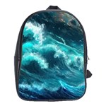 Thunderstorm Tsunami Tidal Wave Ocean Waves Sea School Bag (Large) Front