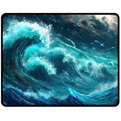 Thunderstorm Tsunami Tidal Wave Ocean Waves Sea Fleece Blanket (medium) by Jancukart