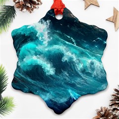 Thunderstorm Tsunami Tidal Wave Ocean Waves Sea Snowflake Ornament (two Sides)