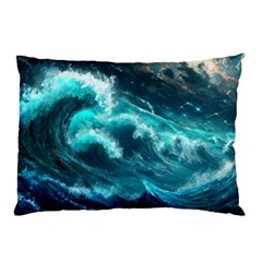 Thunderstorm Tsunami Tidal Wave Ocean Waves Sea Pillow Case (two Sides) by Jancukart