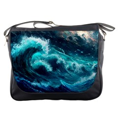 Thunderstorm Tsunami Tidal Wave Ocean Waves Sea Messenger Bag by Jancukart