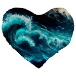 Thunderstorm Tsunami Tidal Wave Ocean Waves Sea Large 19  Premium Flano Heart Shape Cushions Front