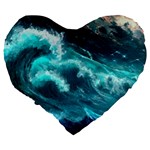 Thunderstorm Tsunami Tidal Wave Ocean Waves Sea Large 19  Premium Flano Heart Shape Cushions Back