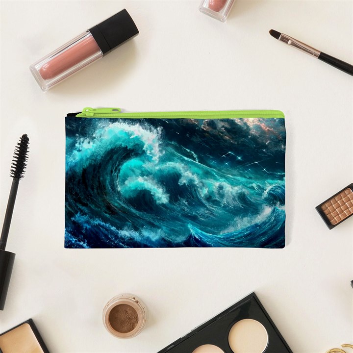 Thunderstorm Tsunami Tidal Wave Ocean Waves Sea Cosmetic Bag (XS)