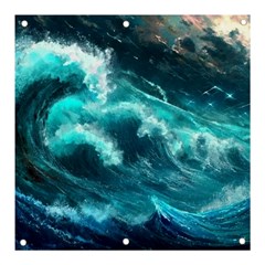 Thunderstorm Tsunami Tidal Wave Ocean Waves Sea Banner And Sign 3  X 3  by Jancukart