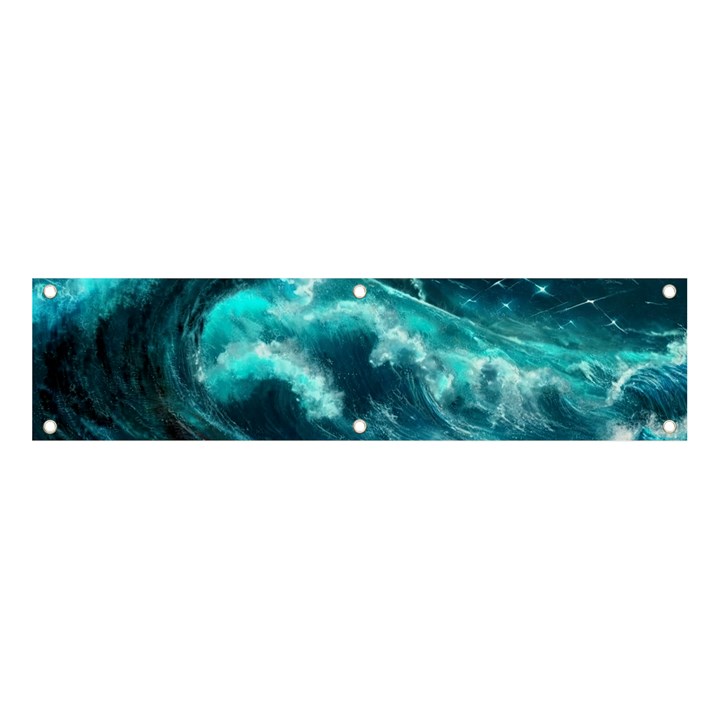 Thunderstorm Tsunami Tidal Wave Ocean Waves Sea Banner and Sign 4  x 1 