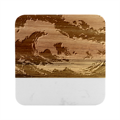 Thunderstorm Tsunami Tidal Wave Ocean Waves Sea Marble Wood Coaster (square) by Jancukart