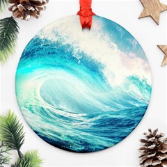 Tsunami Waves Ocean Sea Nautical Nature Water 8 Ornament (round) by Jancukart