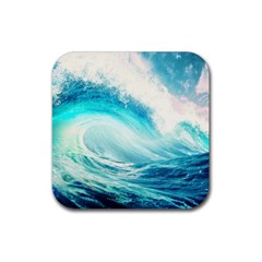 Tsunami Waves Ocean Sea Nautical Nature Water 8 Rubber Coaster (square) by Jancukart