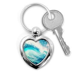 Tsunami Waves Ocean Sea Nautical Nature Water 8 Key Chain (heart) by Jancukart