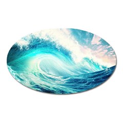 Tsunami Waves Ocean Sea Nautical Nature Water 8 Oval Magnet by Jancukart