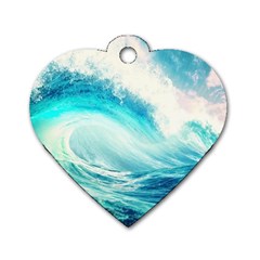 Tsunami Waves Ocean Sea Nautical Nature Water 8 Dog Tag Heart (one Side)